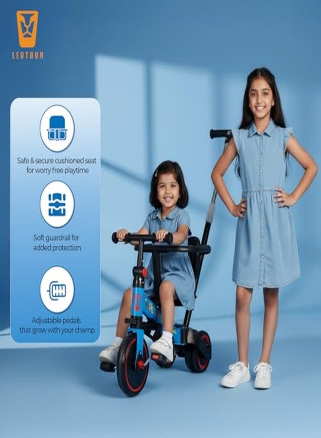 Leotoon 4 in 1 Trot n Roll Tricycle, Sunshade, 3 Mute EVA Wheels, Big Wheel Hub, Steel Frame, Non-Slip Tyres, Extendable Handle, Convertible to Balance Bike, Yellow, 2 to 6 Years (Superman) - Image 3